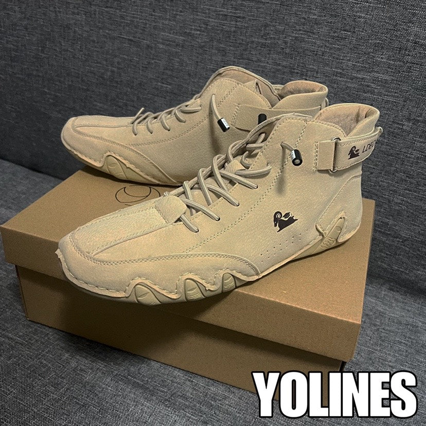 Men Italian Suede Velcro High Boots