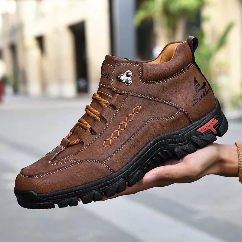 ⏰Limited Time 70% OFF – Men's Orthopedic Handmade Leather Driving Boots–Pressure Relief, Waterproof, Slip-Resistant, Wide Toe, Arch&Ankle Support for Everyday & Travel