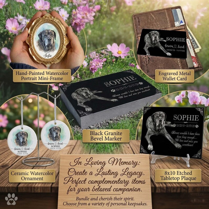 Personalized Pet Memorial Stone | Custom Grave Marker | Engraved Headstone for Cats & Dogs | Outdoor Animal Burial Monument | Pet Tombstone