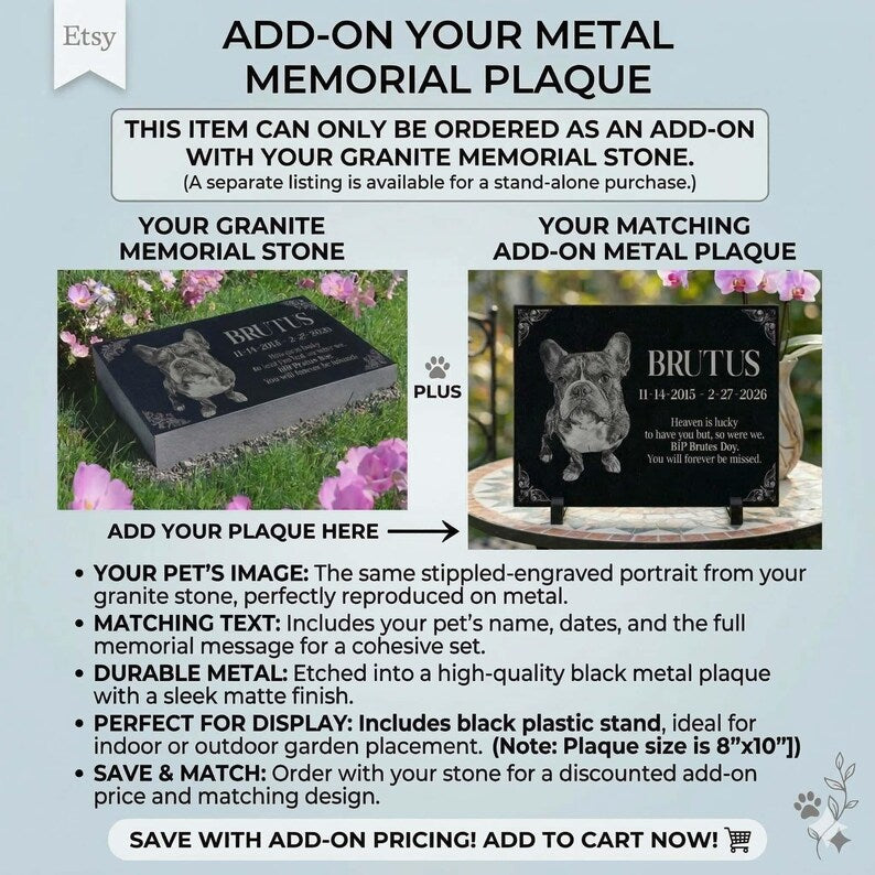 Personalized Pet Memorial Stone | Custom Grave Marker | Engraved Headstone for Cats & Dogs | Outdoor Animal Burial Monument | Pet Tombstone