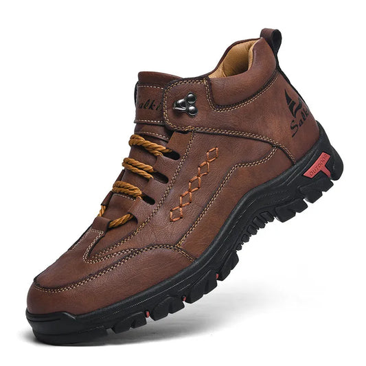⏰Limited Time 70% OFF – Men's Orthopedic Handmade Leather Driving Boots–Pressure Relief, Waterproof, Slip-Resistant, Wide Toe, Arch&Ankle Support for Everyday & Travel