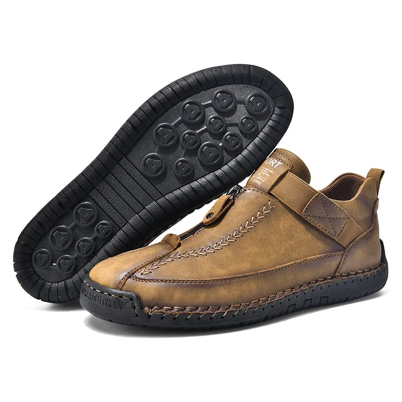 ⏰Limited Time Sale 70% OFF - Men's Premium Leather Slip-On Boots – Ideal Gift for Dad, Husband or Friend | Wide Toe, Arch Support, Waterproof, Pressure Relief, Non-Slip