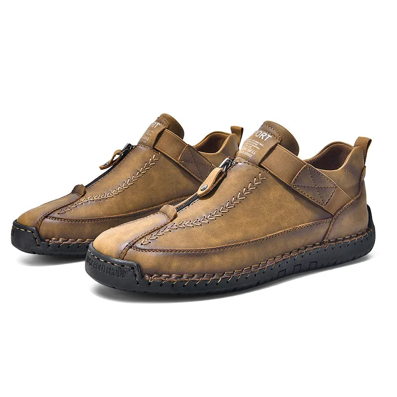 ⏰Limited Time Sale 70% OFF - Men's Premium Leather Slip-On Boots – Ideal Gift for Dad, Husband or Friend | Wide Toe, Arch Support, Waterproof, Pressure Relief, Non-Slip
