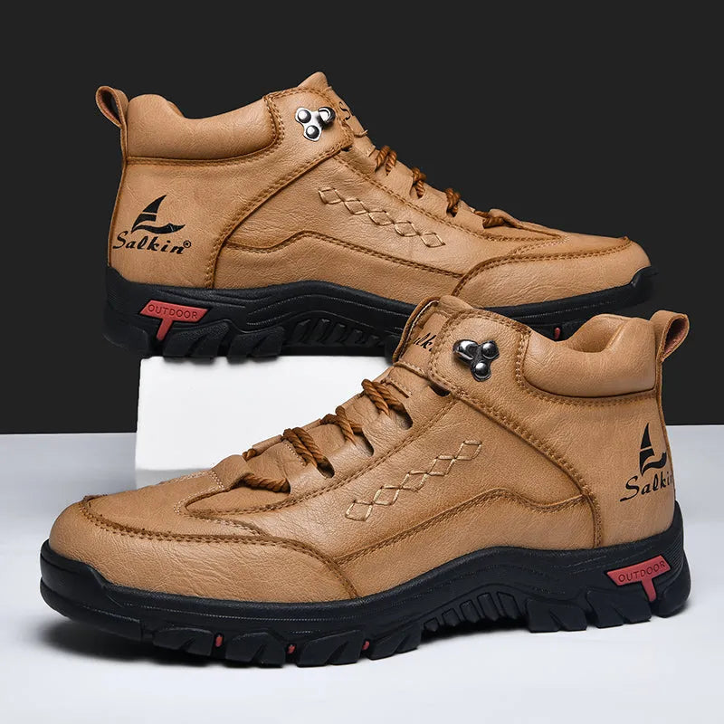 ⏰Limited Time 70% OFF – Men's Orthopedic Handmade Leather Driving Boots–Pressure Relief, Waterproof, Slip-Resistant, Wide Toe, Arch&Ankle Support for Everyday & Travel