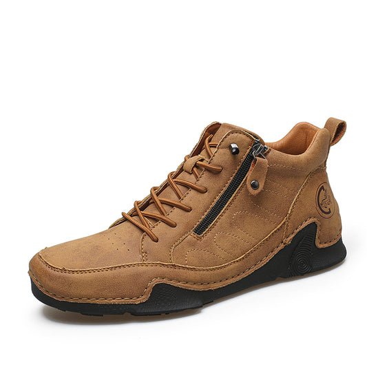 Men's Handmade Premium Leather Slip-On Driving Boots – Wide Toe, Arch Support, Waterproof, Non-Slip & Pressure-Relief Comfort