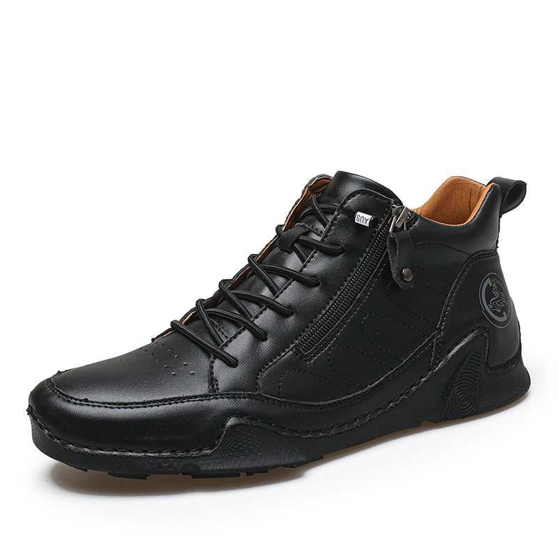 Men's Handmade Premium Leather Slip-On Driving Boots – Wide Toe, Arch Support, Waterproof, Non-Slip & Pressure-Relief Comfort