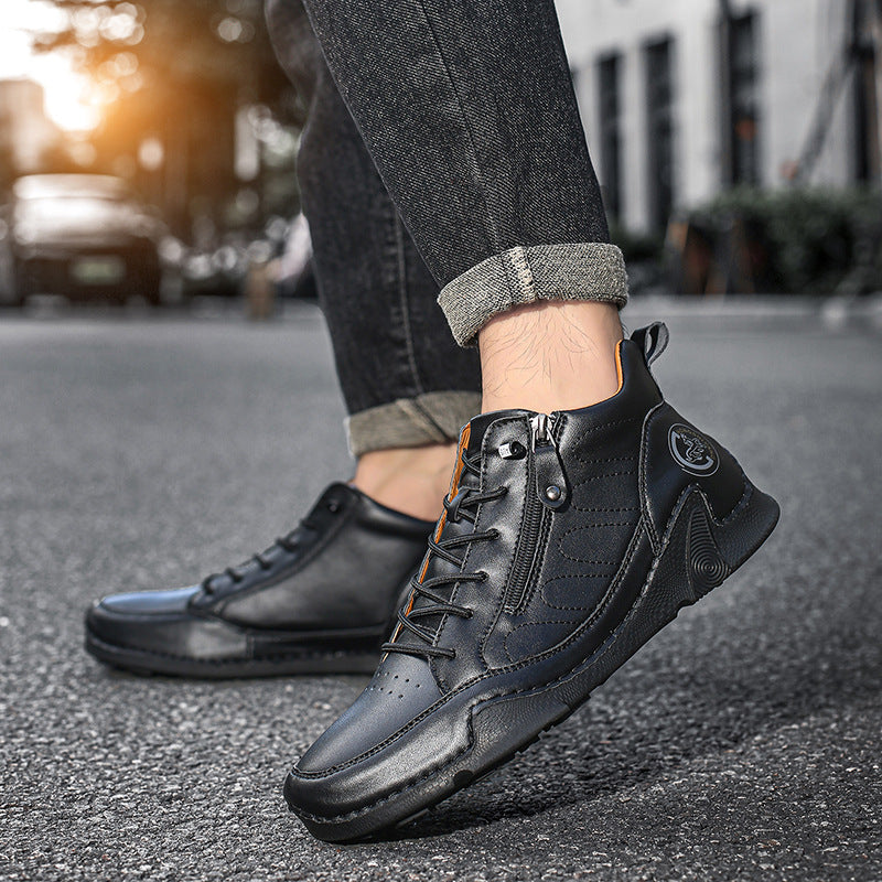 Men's Handmade Premium Leather Slip-On Driving Boots – Wide Toe, Arch Support, Waterproof, Non-Slip & Pressure-Relief Comfort