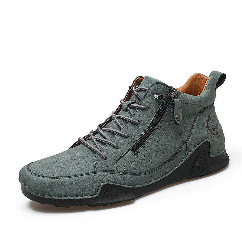 Men's Handmade Premium Leather Slip-On Driving Boots – Wide Toe, Arch Support, Waterproof, Non-Slip & Pressure-Relief Comfort