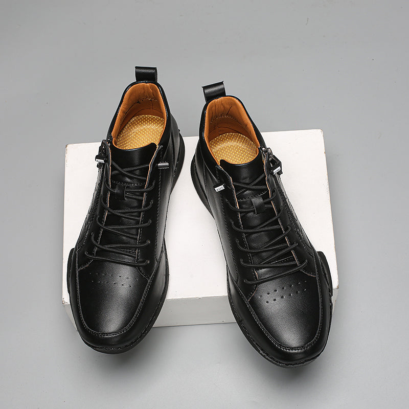 Men's Handmade Premium Leather Slip-On Driving Boots – Wide Toe, Arch Support, Waterproof, Non-Slip & Pressure-Relief Comfort