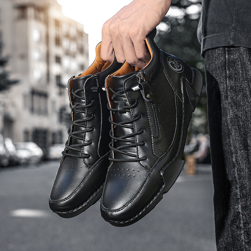 Men's Handmade Premium Leather Slip-On Driving Boots – Wide Toe, Arch Support, Waterproof, Non-Slip & Pressure-Relief Comfort