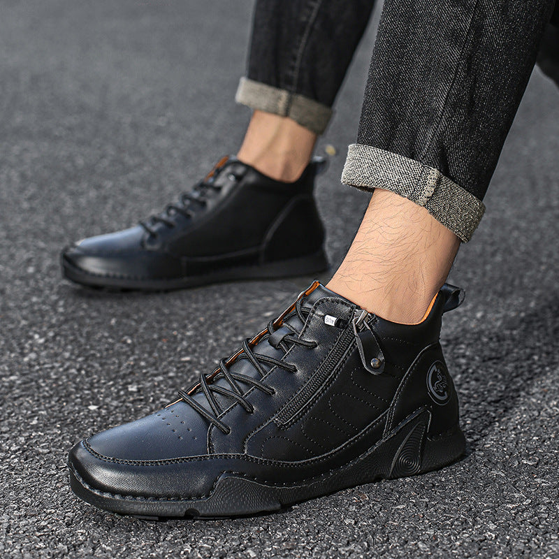 Men's Handmade Premium Leather Slip-On Driving Boots – Wide Toe, Arch Support, Waterproof, Non-Slip & Pressure-Relief Comfort