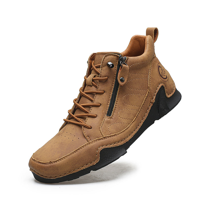 Men's Handmade Premium Leather Slip-On Driving Boots – Wide Toe, Arch Support, Waterproof, Non-Slip & Pressure-Relief Comfort