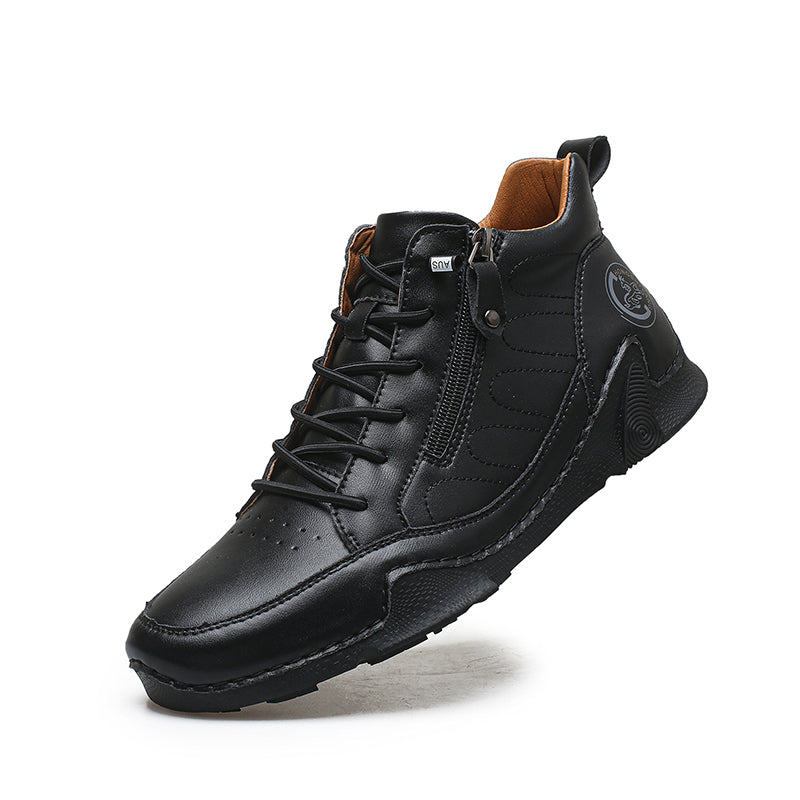 Men's Handmade Premium Leather Slip-On Driving Boots – Wide Toe, Arch Support, Waterproof, Non-Slip & Pressure-Relief Comfort