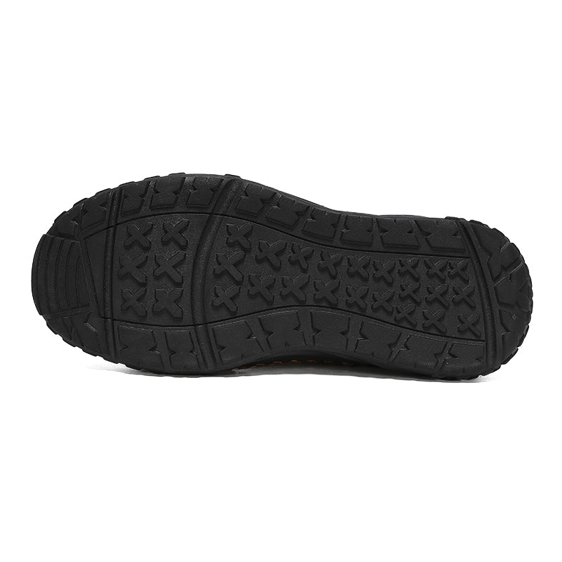 Men's Outdoor Leather Shoes with Zipper – Waterproof, Arch Support & Wide Toe Comfort