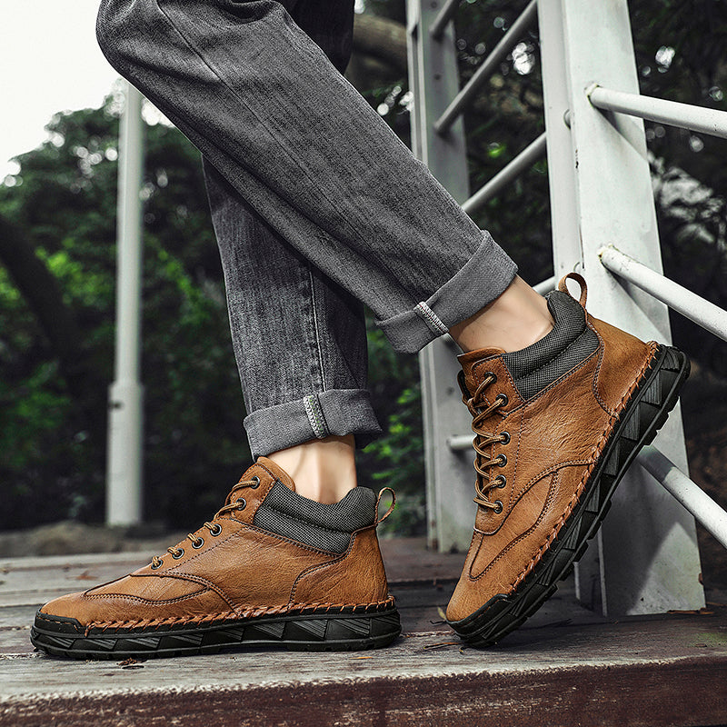 ⏰Limited Time Sale 70% OFF - Men's Handmade Leather Boots - Wide Toe Arch Support Aankle Support