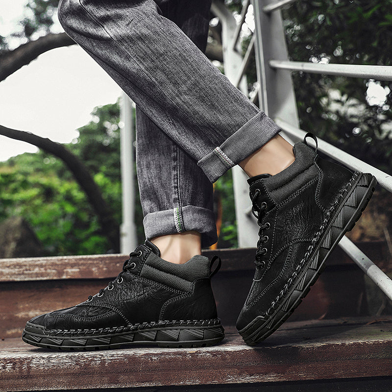 ⏰Limited Time Sale 70% OFF - Men's Handmade Leather Boots - Wide Toe Arch Support Aankle Support