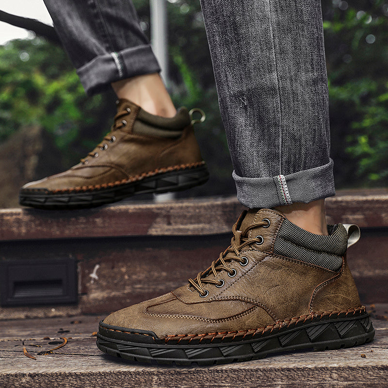 ⏰Limited Time Sale 70% OFF - Men's Handmade Leather Boots - Wide Toe Arch Support Aankle Support