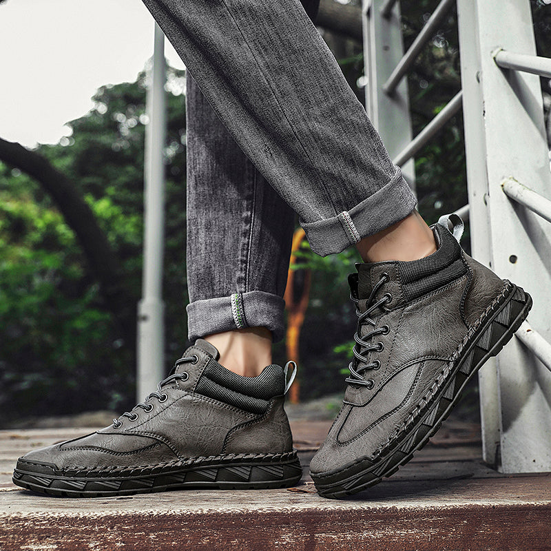 ⏰Limited Time Sale 70% OFF - Men's Handmade Leather Boots - Wide Toe Arch Support Aankle Support