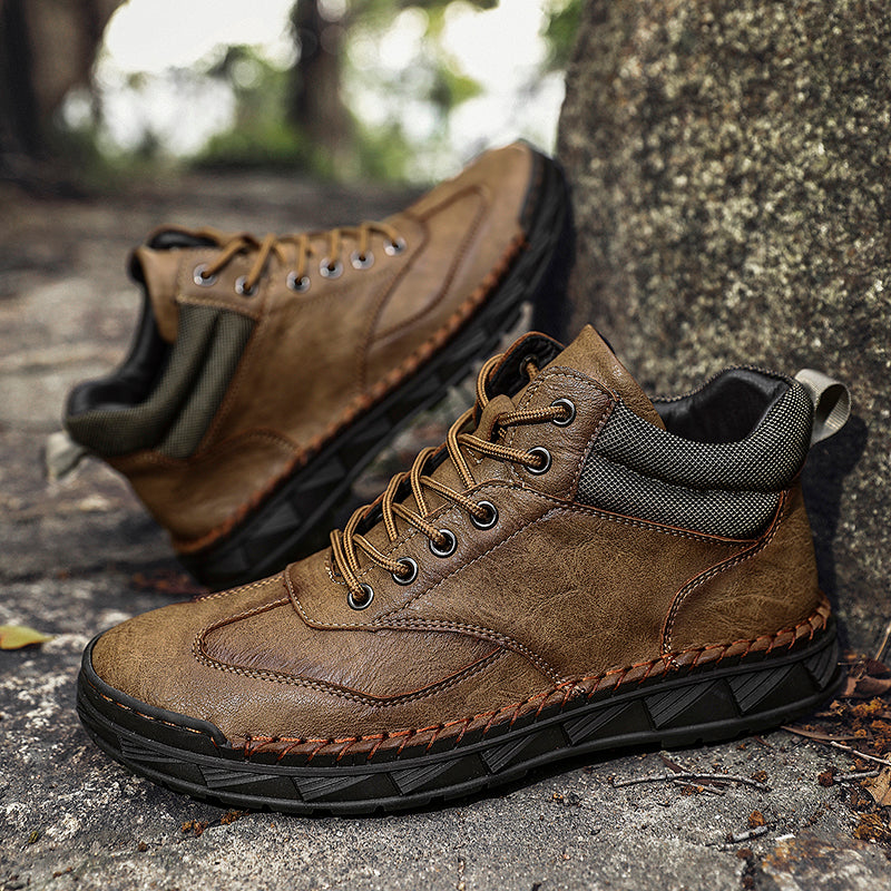 ⏰Limited Time Sale 70% OFF - Men's Handmade Leather Boots - Wide Toe Arch Support Aankle Support