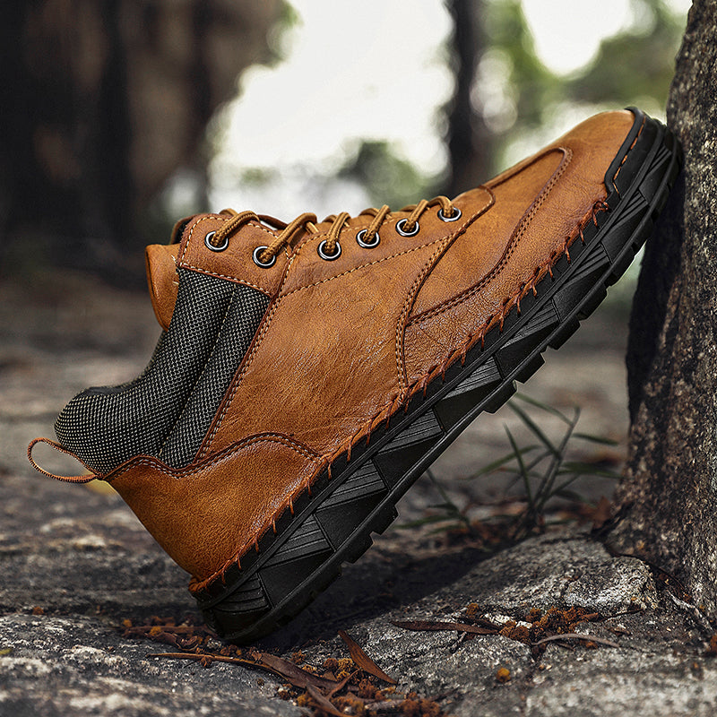 ⏰Limited Time Sale 70% OFF - Men's Handmade Leather Boots - Wide Toe Arch Support Aankle Support