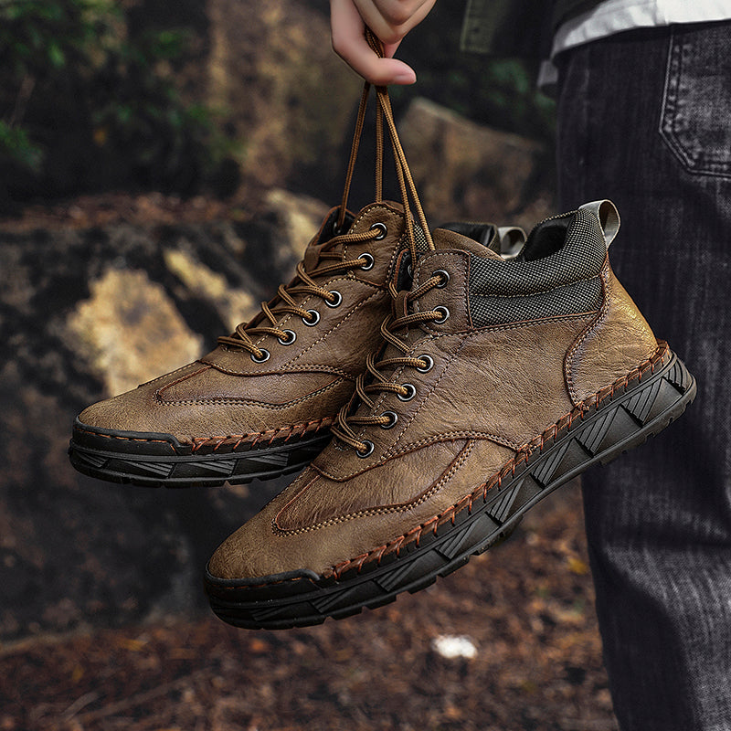 ⏰Limited Time Sale 70% OFF - Men's Handmade Leather Boots - Wide Toe Arch Support Aankle Support