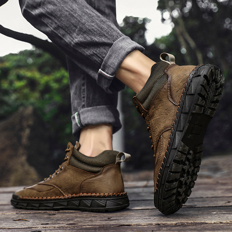 ⏰Limited Time Sale 70% OFF - Men's Handmade Leather Boots - Wide Toe Arch Support Aankle Support