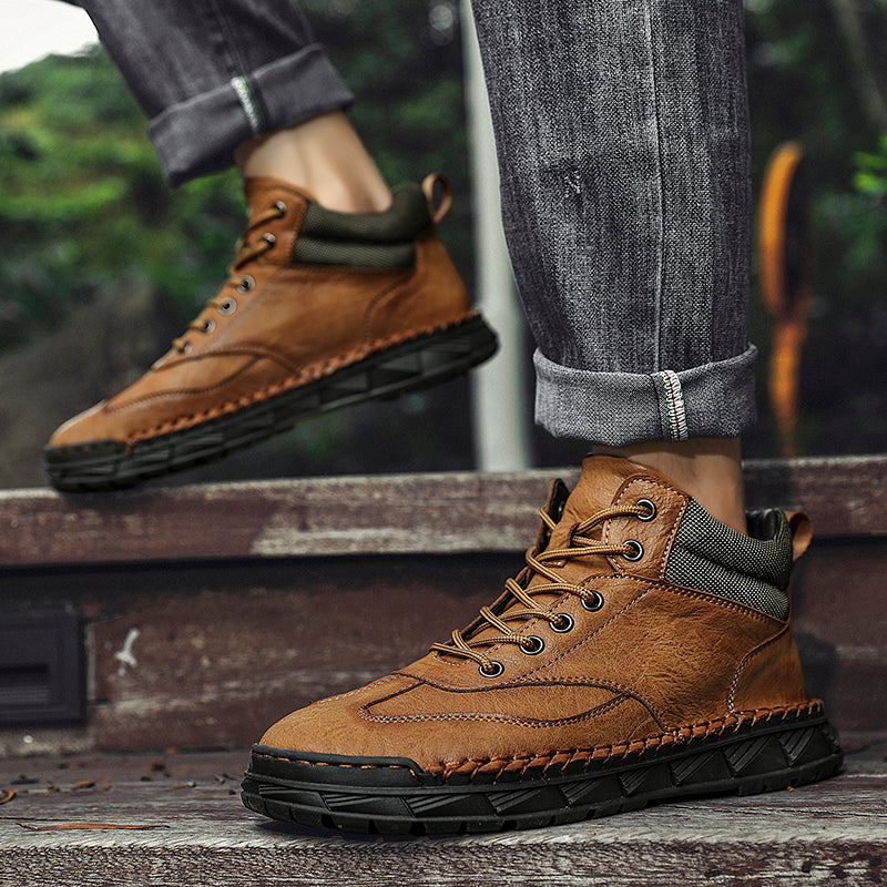 ⏰Limited Time Sale 70% OFF - Men's Handmade Leather Boots - Wide Toe Arch Support Aankle Support