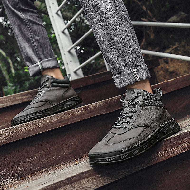 ⏰Limited Time Sale 70% OFF - Men's Handmade Leather Boots - Wide Toe Arch Support Aankle Support