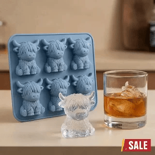 🐮 Mini Highland Cow Ice Cube & Dessert Mold 🧊🍪 Cute 3D Ice for Drinks, Parties & Gifts🎁