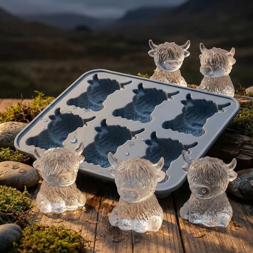 🐮 Mini Highland Cow Ice Cube & Dessert Mold 🧊🍪 Cute 3D Ice for Drinks, Parties & Gifts🎁