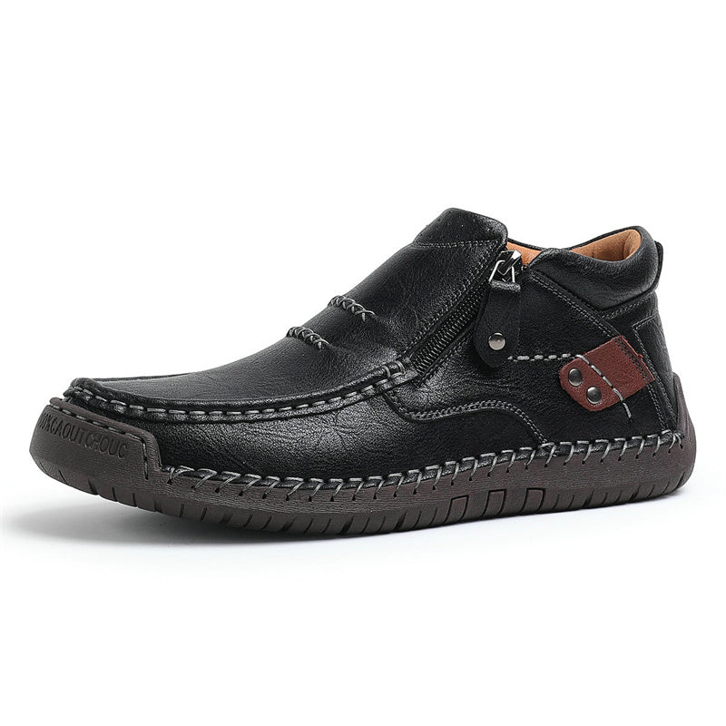 🔥Lowest Price) Men's - Cowhide Slip-On Orthopedic walking Shoes – Waterproof, Non-Slip, Wide Toe Fit
