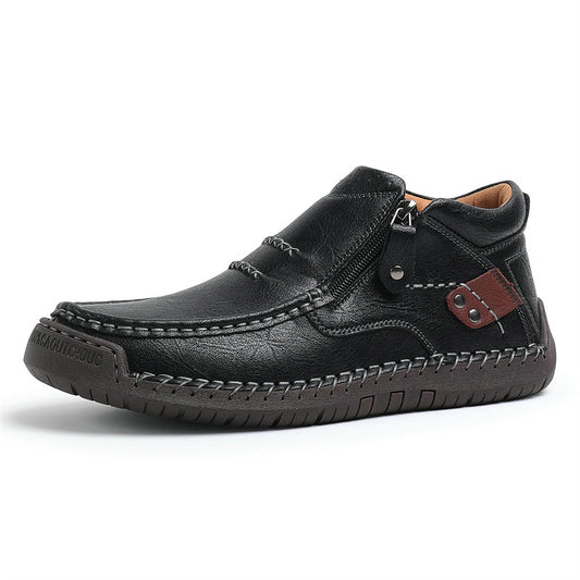 🔥Lowest Price) Men's - Cowhide Slip-On Orthopedic walking Shoes – Waterproof, Non-Slip, Wide Toe Fit