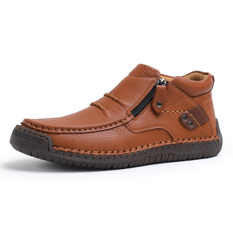 🔥Lowest Price) Men's - Cowhide Slip-On Orthopedic walking Shoes – Waterproof, Non-Slip, Wide Toe Fit