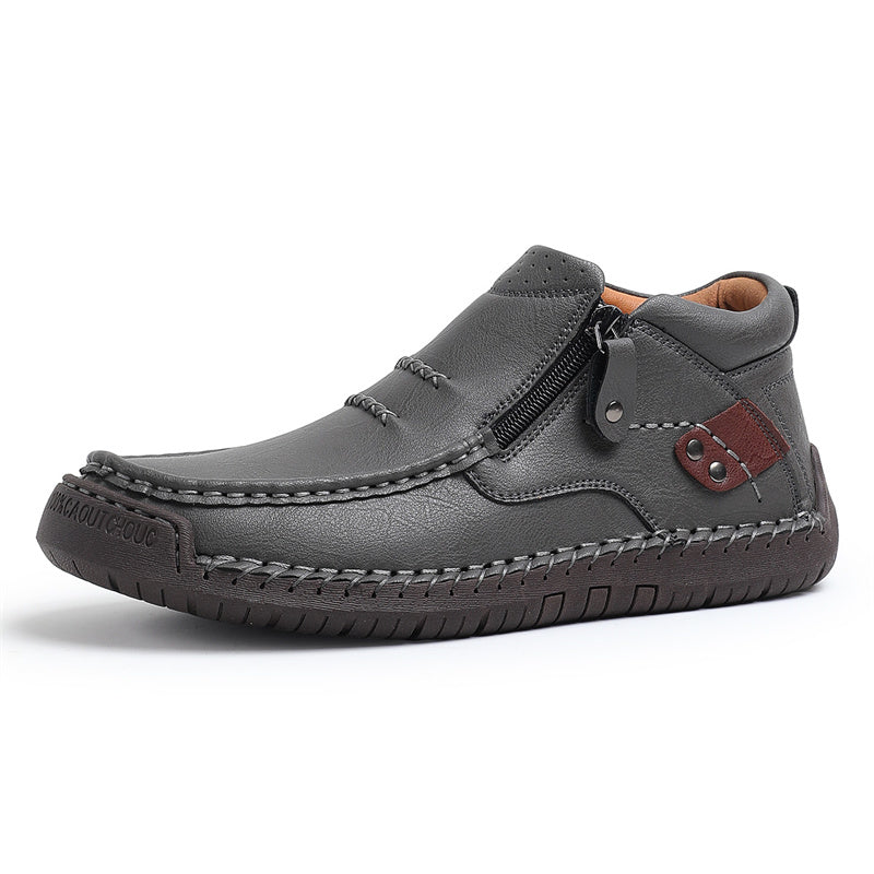 🔥Lowest Price) Men's - Cowhide Slip-On Orthopedic walking Shoes – Waterproof, Non-Slip, Wide Toe Fit