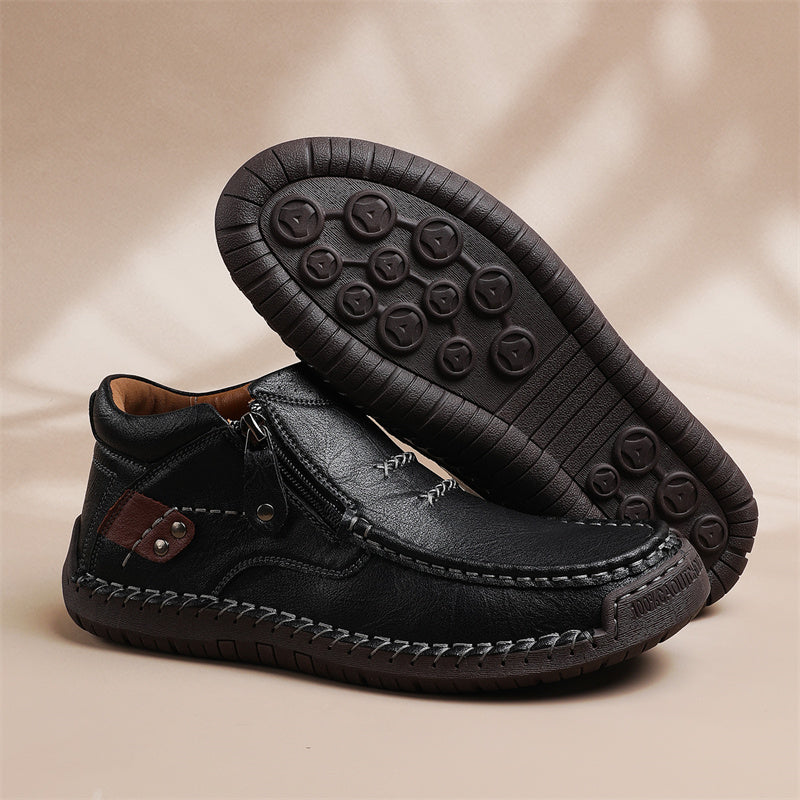 🔥Lowest Price) Men's - Cowhide Slip-On Orthopedic walking Shoes – Waterproof, Non-Slip, Wide Toe Fit
