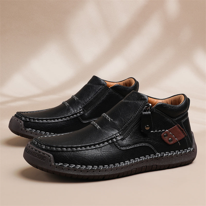 🔥Lowest Price) Men's - Cowhide Slip-On Orthopedic walking Shoes – Waterproof, Non-Slip, Wide Toe Fit