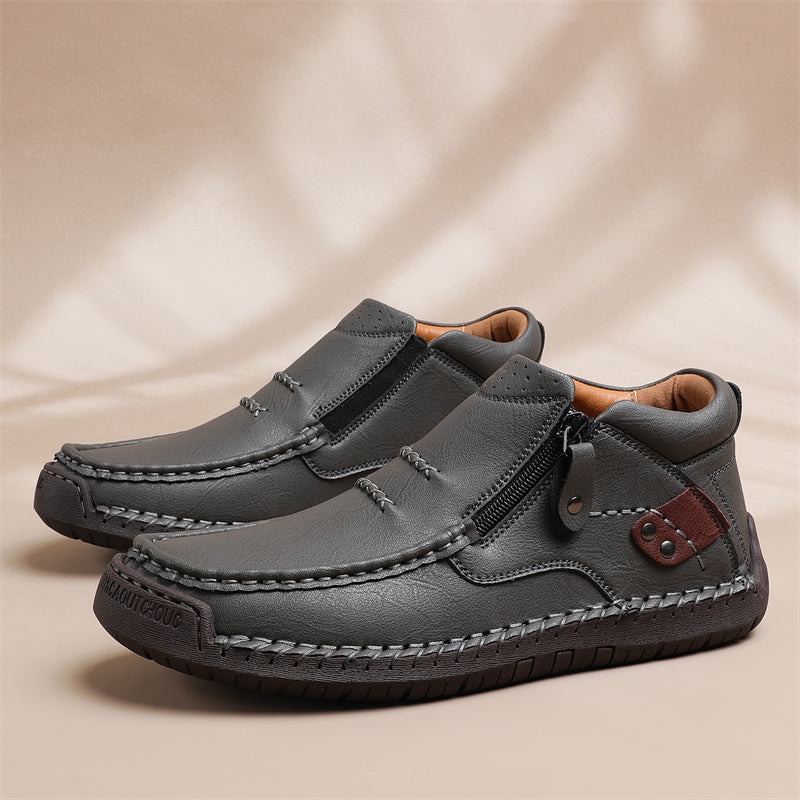 🔥Lowest Price) Men's - Cowhide Slip-On Orthopedic walking Shoes – Waterproof, Non-Slip, Wide Toe Fit