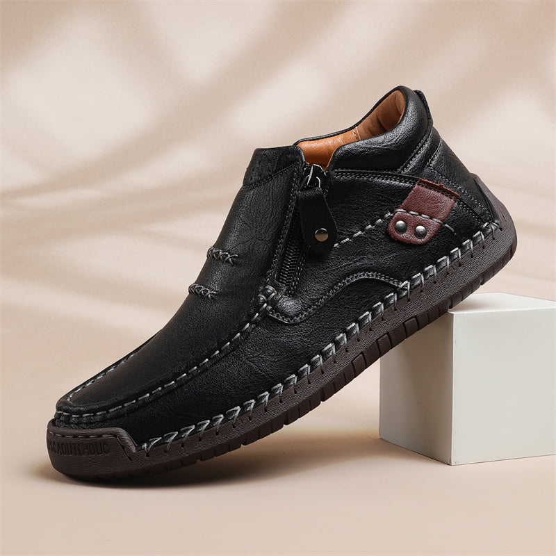 🔥Lowest Price) Men's - Cowhide Slip-On Orthopedic walking Shoes – Waterproof, Non-Slip, Wide Toe Fit