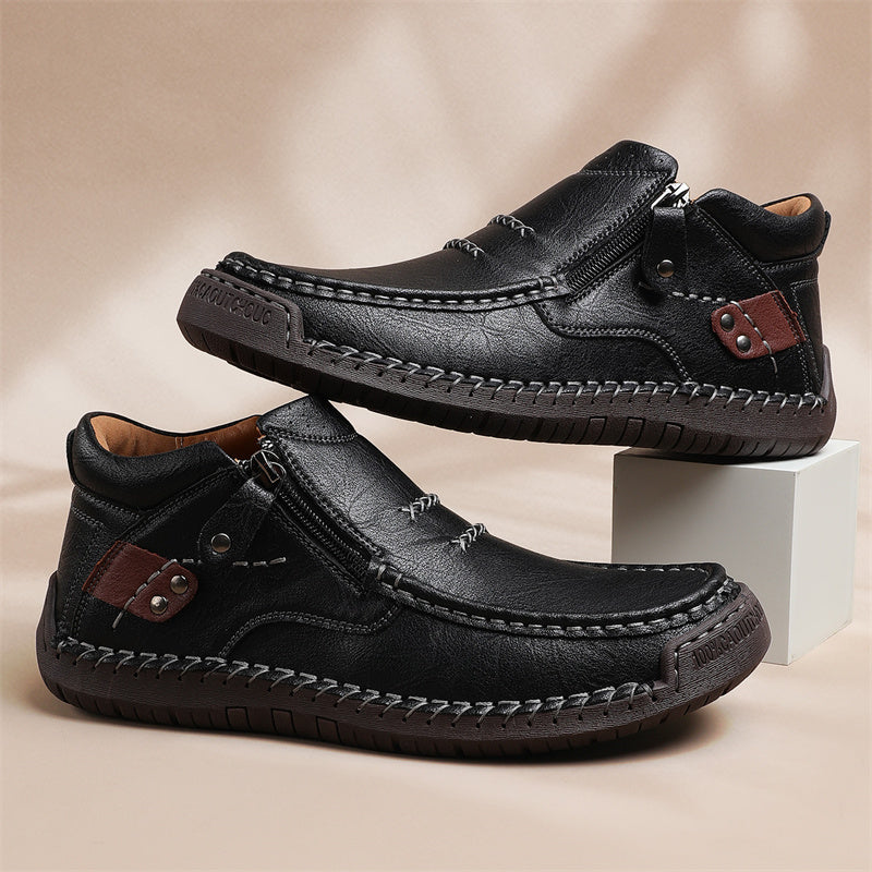 🔥Lowest Price) Men's - Cowhide Slip-On Orthopedic walking Shoes – Waterproof, Non-Slip, Wide Toe Fit