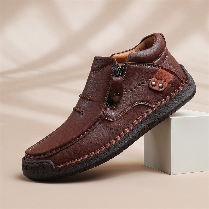 🔥Lowest Price) Men's - Cowhide Slip-On Orthopedic walking Shoes – Waterproof, Non-Slip, Wide Toe Fit