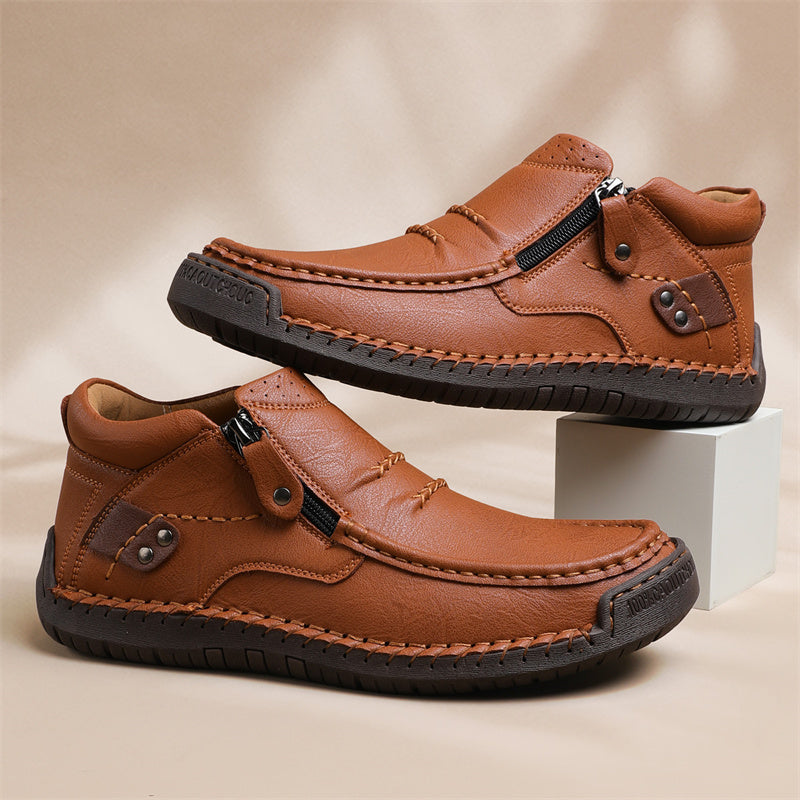 🔥Lowest Price) Men's - Cowhide Slip-On Orthopedic walking Shoes – Waterproof, Non-Slip, Wide Toe Fit