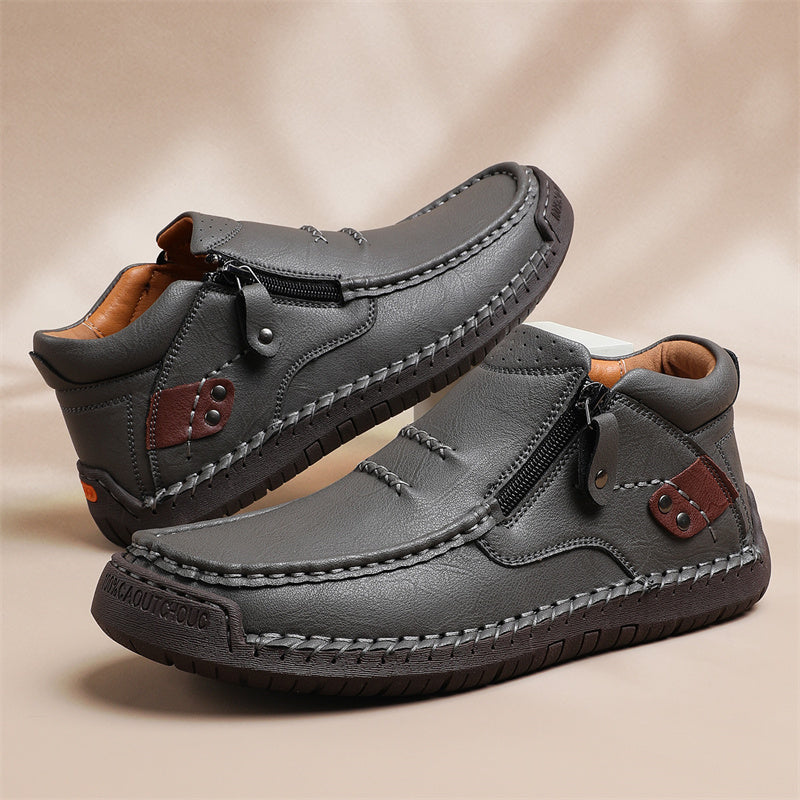 🔥Lowest Price) Men's - Cowhide Slip-On Orthopedic walking Shoes – Waterproof, Non-Slip, Wide Toe Fit