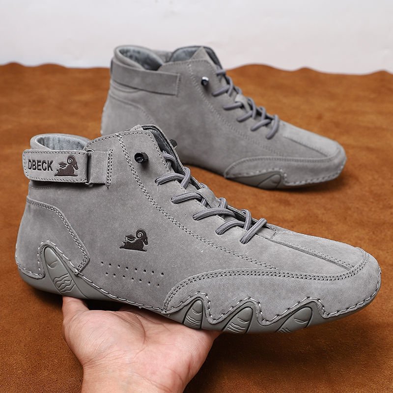 Men Italian Suede Velcro High Boots