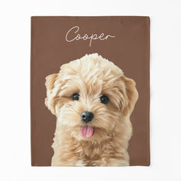 Custom Watercolor Photo Dog Blanket - Mother, Father's Day, Christmas, Birthday, Memorial Gift For Dog Mom & Dad, Dog Owner - Personalized Photo Fleece Blanket