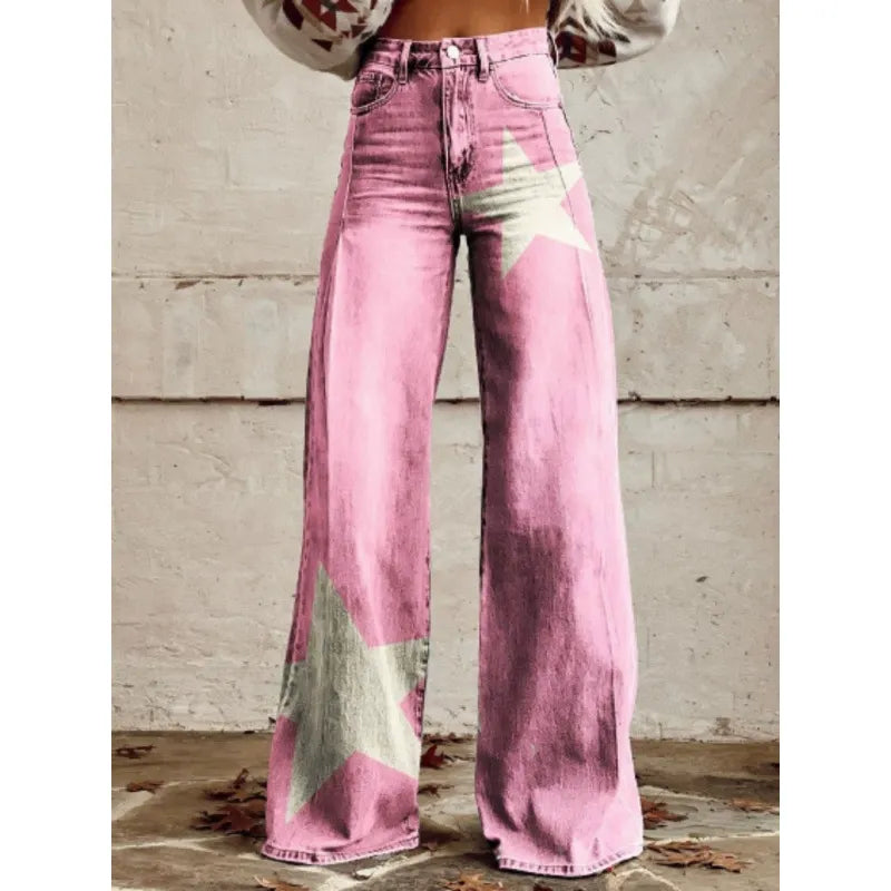 Artist Vintage Print Casual Wide Leg Pants