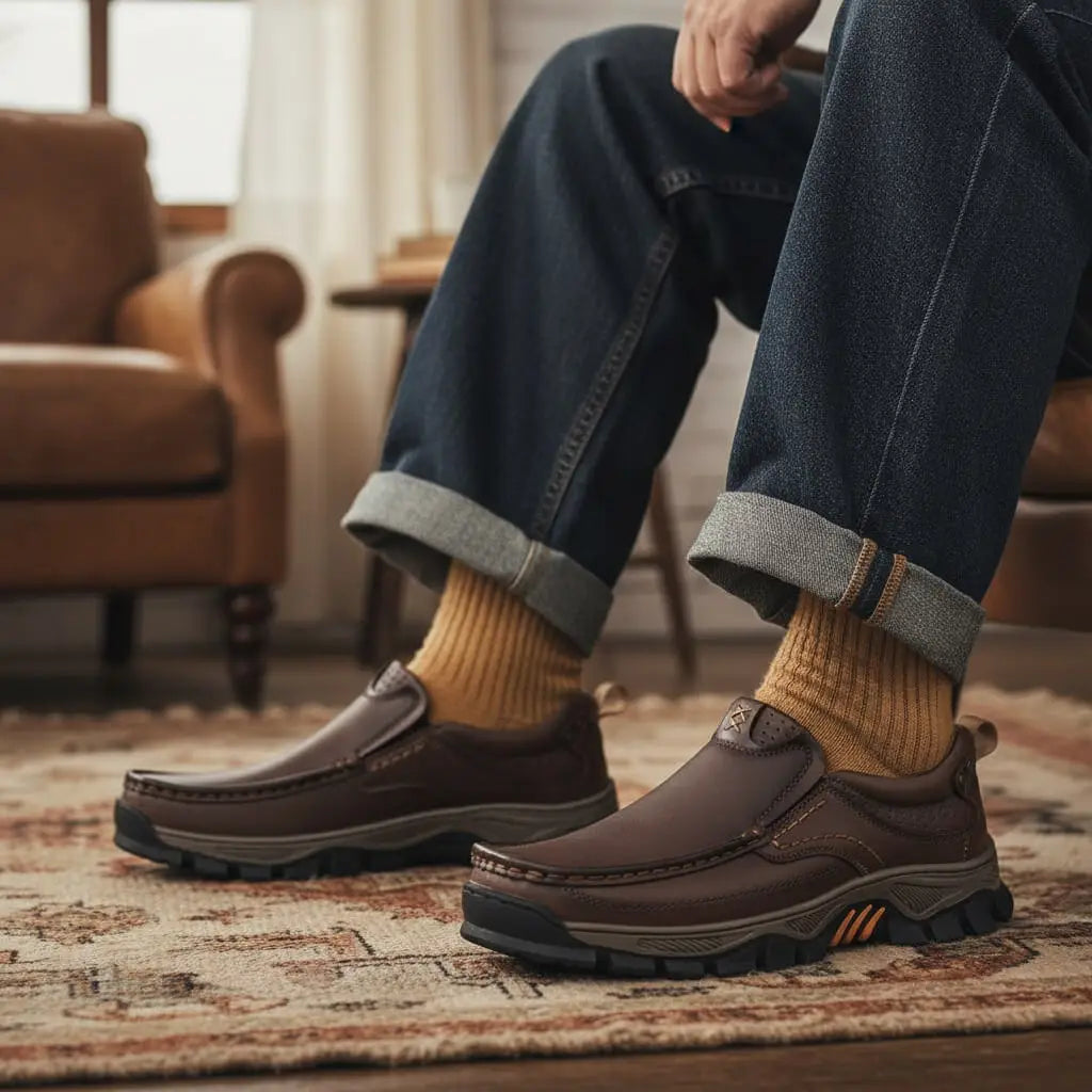 ⏰Promotion 50% OFF - Men's Orthopedic Comfortable Casual Genuine Leather Slip On Loafers