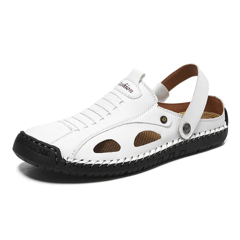 ⏰LAST DAY-70% OFF🛒Men's Adjustable Strap Leather Slides – Comfortable for Walking & Hiking