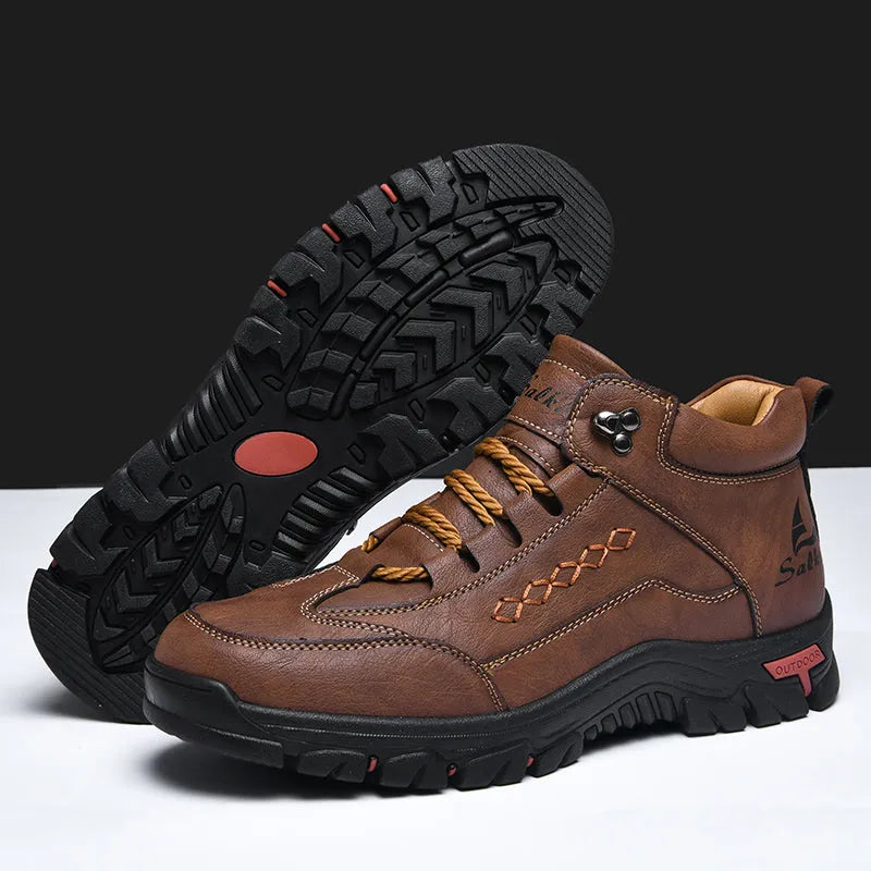 ⏰Limited Time 70% OFF – Men's Orthopedic Handmade Leather Driving Boots–Pressure Relief, Waterproof, Slip-Resistant, Wide Toe, Arch&Ankle Support for Everyday & Travel