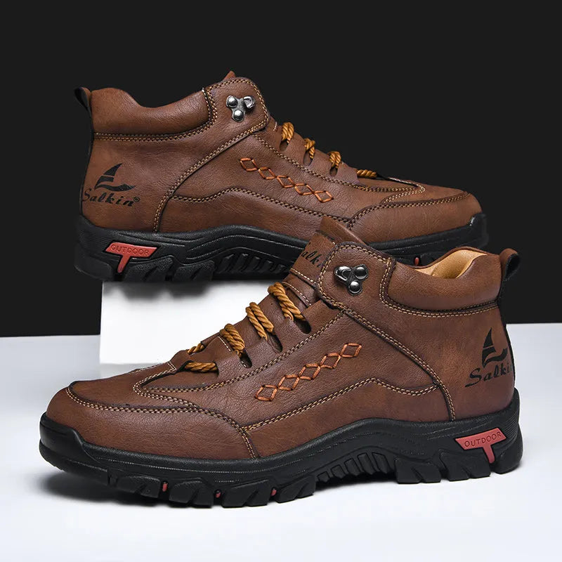 ⏰Limited Time 70% OFF – Men's Orthopedic Handmade Leather Driving Boots–Pressure Relief, Waterproof, Slip-Resistant, Wide Toe, Arch&Ankle Support for Everyday & Travel